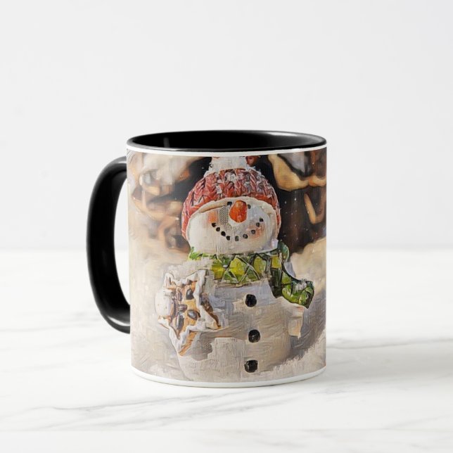 Vintage Snowman dans la Mug Dessin de Neige (Devant gauche)