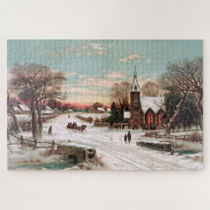 Vintage Snowy Petite Ville Grand Puzzle