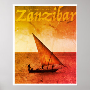 Vintage Spice Islands Zanzibar Affiche de voyage