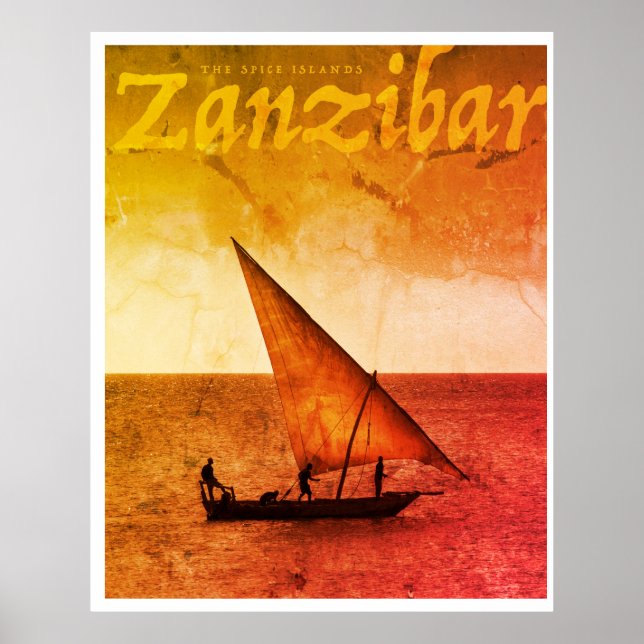 Vintage Spice Islands Zanzibar Affiche de voyage (Devant)