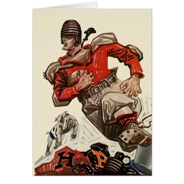 Vintage Sports Football Player and Bulldog Mascot (Devant)