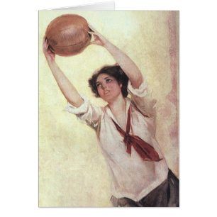 Vintage Sports, Woman Basketball Player with Ball