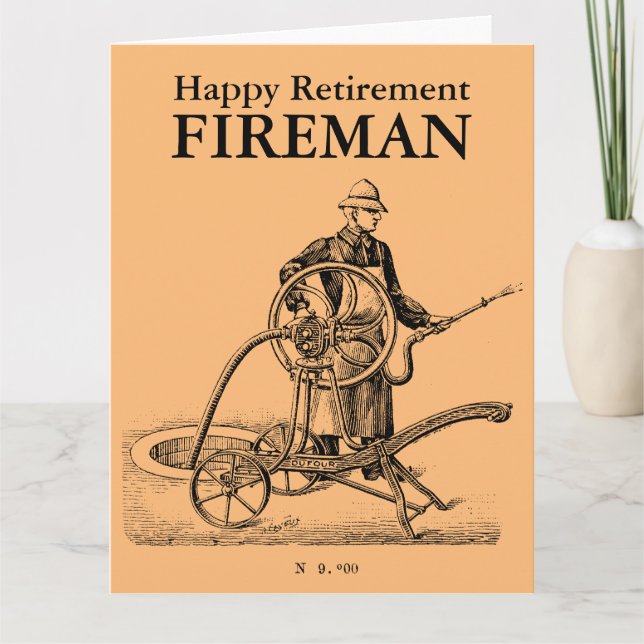 Vintage Sprinkler Happy Retirement Fireman L carte (Devant)