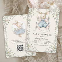 Vintage Storybook Bunny Baby Shower Invitation