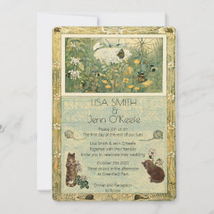Vintage Storybook Kitten Faire-part de mariage