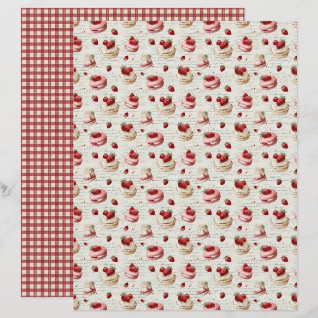 Vintage Strawberry Pie Scrapbook Paper (Devant / Derrière)
