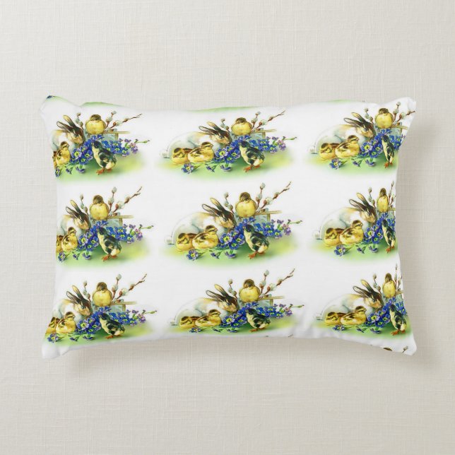 Vintage Style Chicks & Bunny Coussin de Pâques (Devant)
