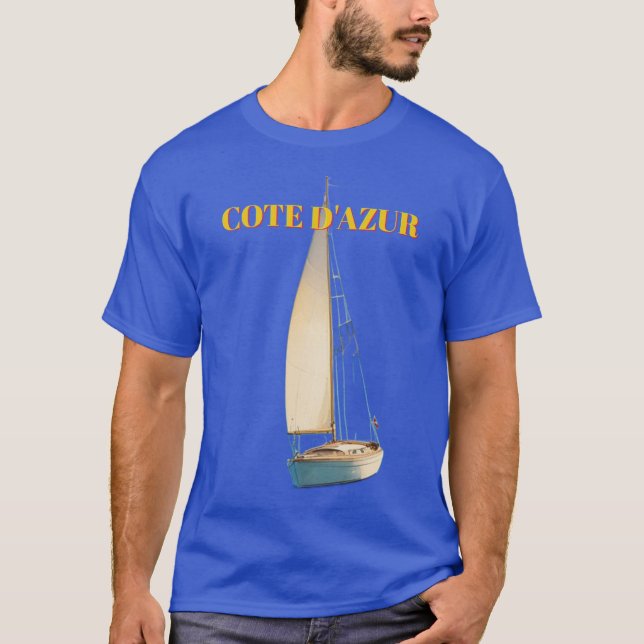 Vintage Style Cote D'Azur French Travel  T-Shirt (Devant)