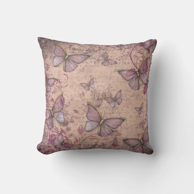 Vintage style Floral et Papillons Coussin (Recto)