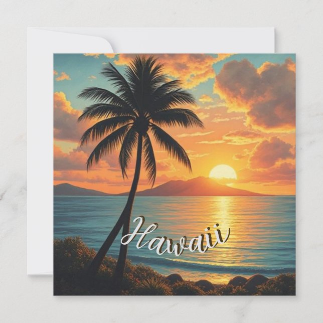 Vintage Style Hawaiian Travel Coast Sea Sunset (Devant)