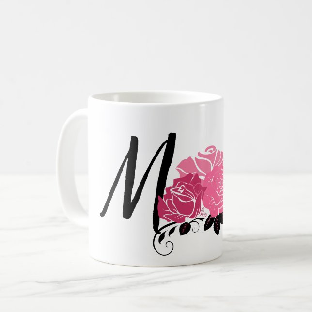 Vintage style rose fleur maman tasse café (Devant gauche)