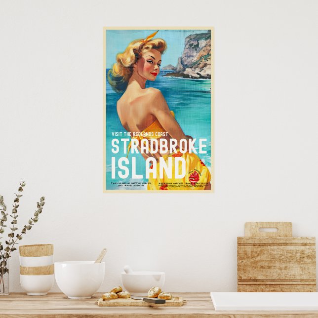 Vintage Style Stradbreak Island Travel Poster (Cuisine)
