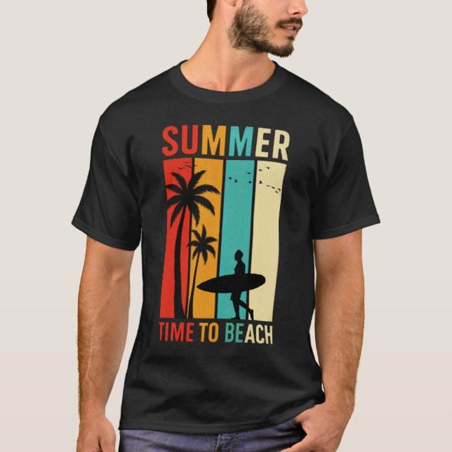 Vintage Summer Surfer Palm Beach Vibes T-Shirt (Devant)