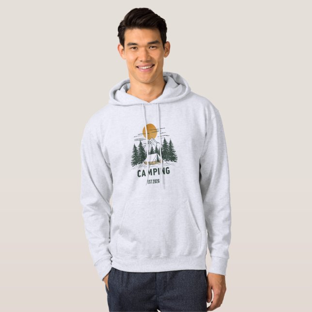 Vintage Sweat à Capuche Pins & Montagnes  (Devant entier)