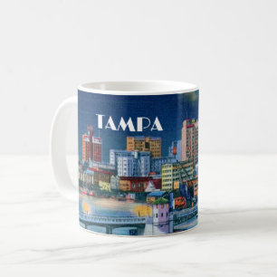 Vintage Tampa Florida Skyline 1940s Coffee Mug