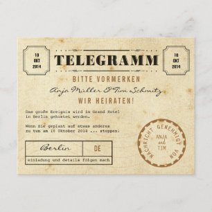 Vintage Telegramme Save the Date