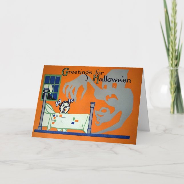 Vintage Terrifiant Carte Fantôme Halloween (Devant)
