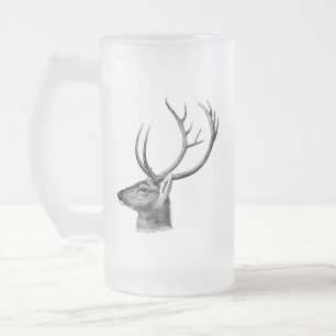 Vintage Tête de cerf Tasse de verre givrée