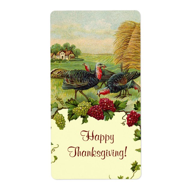 Vintage Thanksgiving Turquie Étiquettes (Devant)