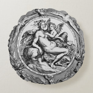 Vintage Toile Lady Angel Renaissance Tour Coussin