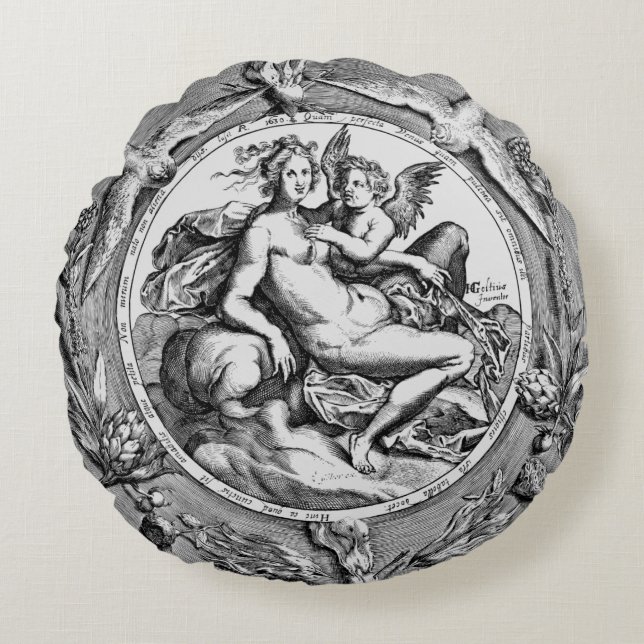 Vintage Toile Lady Angel Renaissance Tour Coussin (Devant)