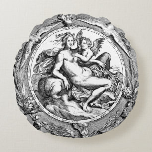 Vintage Toile Lady Angel Renaissance Tour Coussin
