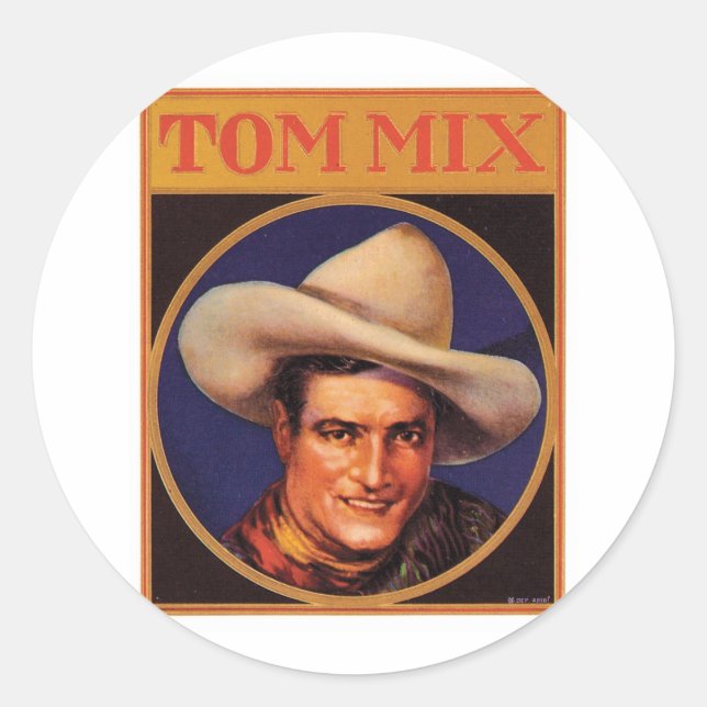 Vintage Tom Mix Cowboy Étiquette Cigar (Devant)