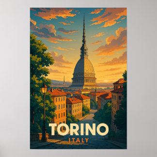 Vintage Torino Italy Travel Poster