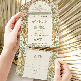 Vintage tout en un Faire-part de mariage par Mucha