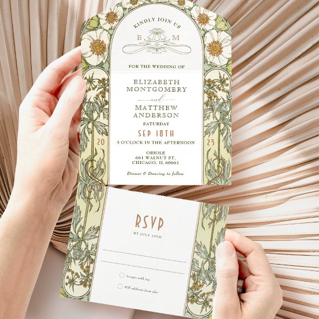 Vintage tout en un Faire-part de mariage par Mucha (Créateur téléchargé)