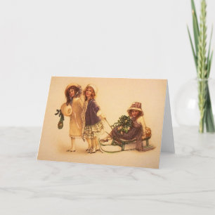 Vintage traîneau Noël / Fête / Carte de note