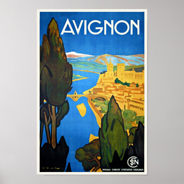 Vintage Travel Poster Avignon France (Devant)
