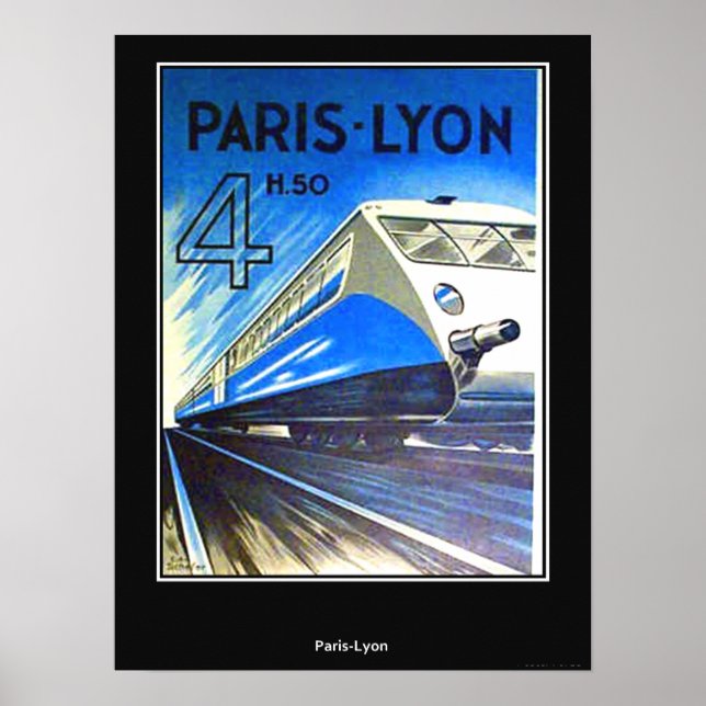 Vintage Travel Poster Paris-Lyon France (Devant)