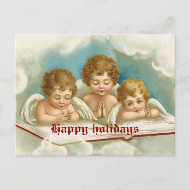 Vintage trois mignonnes cartes postales anges de p (Devant)