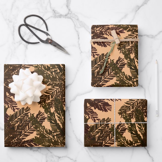 Vintage Tropical Brown Et Vert Palm Feuille Rétro (Recto)