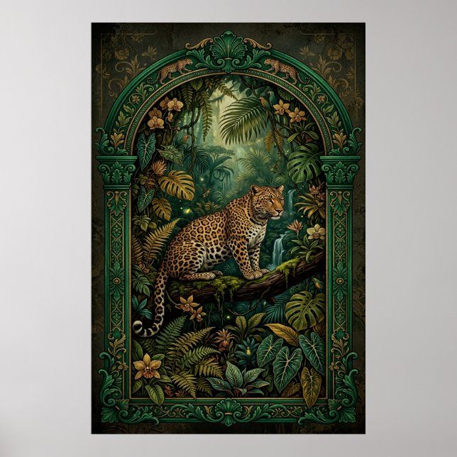 Vintage Tropical Leopard Poster (Devant)
