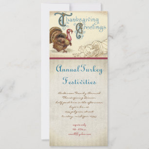 Vintage Turquie Thanksgiving Diner Invitations