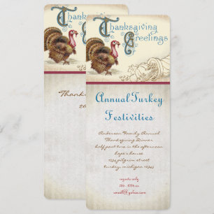 Vintage Turquie Thanksgiving Diner Invitations