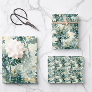 Vintage Turquoise Feuille de feuillage vert Élégan