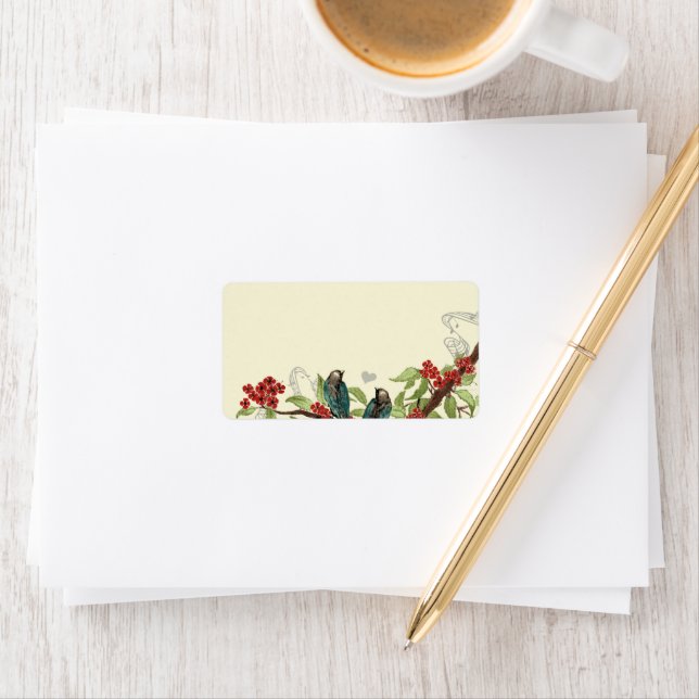 Vintage Turquoise Oiseaux Bourgogne Étiquette de l (En situation)