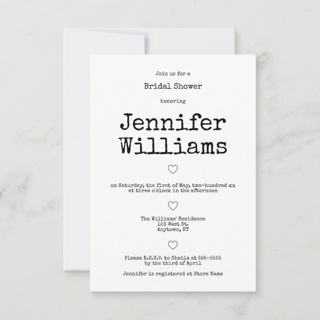 Vintage typographie mariage invitations b&w (Devant)