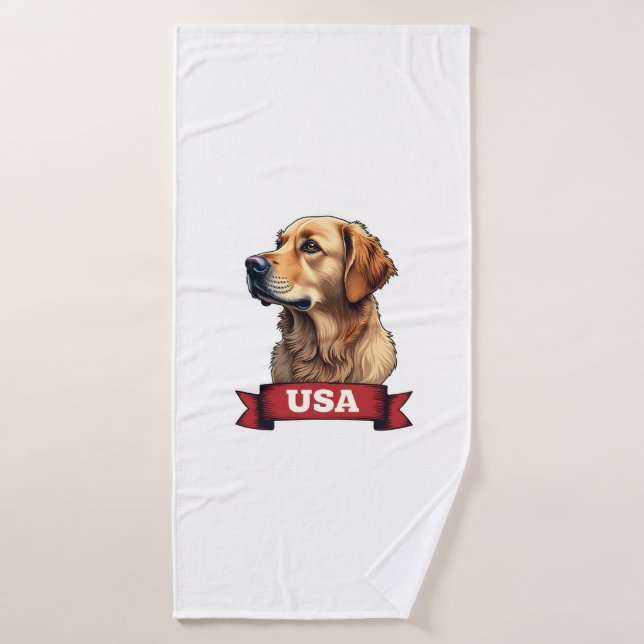 Vintage USA Golden Retriever Engraving Shirt 4 (Serviette de bain)