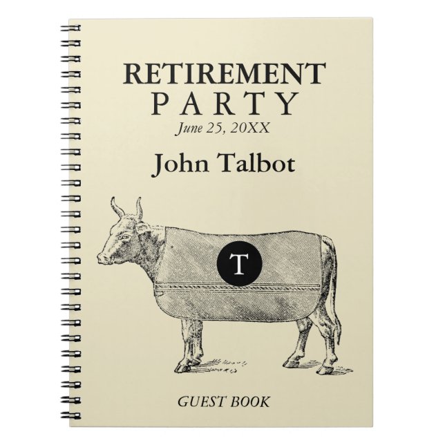 VINTAGE Vache Blanket Retraite du livre d'or Monog (Devant)