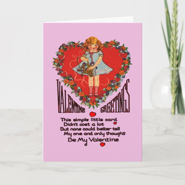 Vintage Valentines couronne et carte fille (Devant)