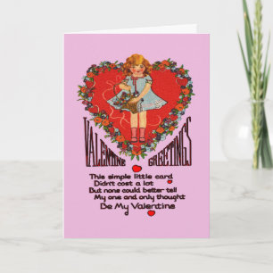 Vintage Valentines couronne et carte fille