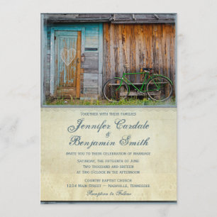 Vintage Vélo Rustique Grange Mariage Invitations