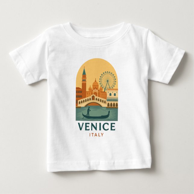 Vintage Venice Italy Baby T-Shirt – Retro Gondola  (Devant)