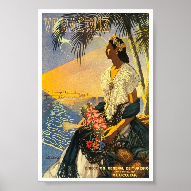 Vintage Veracruz Mexique Art Travel Classic Poster (Devant)