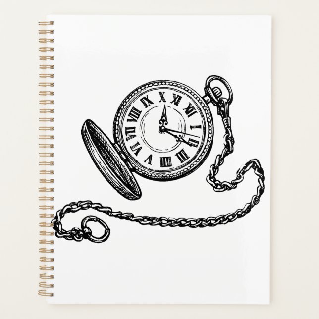 Vintage Victorian Pocket Watch Line Art (Devant)