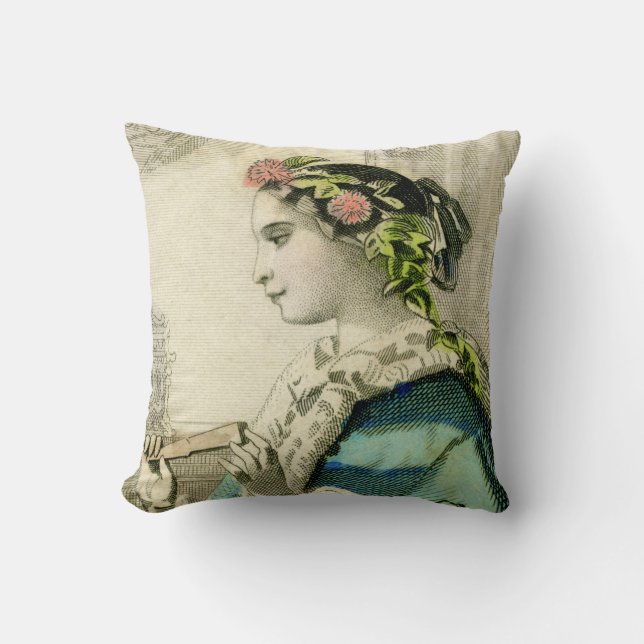 Vintage Victorien Floral Head Coussin (Recto)